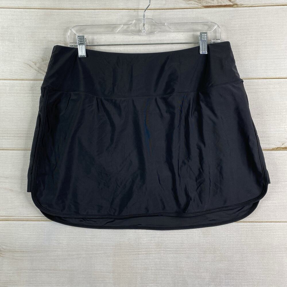 Soothfeel Swim Skirt Skort Womens XXL Black Bikini Lined Athletic Zip Pocket NWT